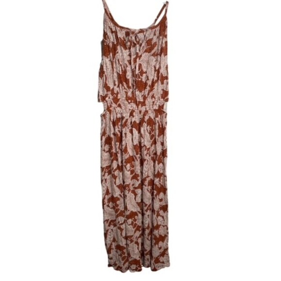 Jamie and Layla Maxi Dress Womens size Small Petite Rust/Cream Floral Sundress - Picture 2 of 6